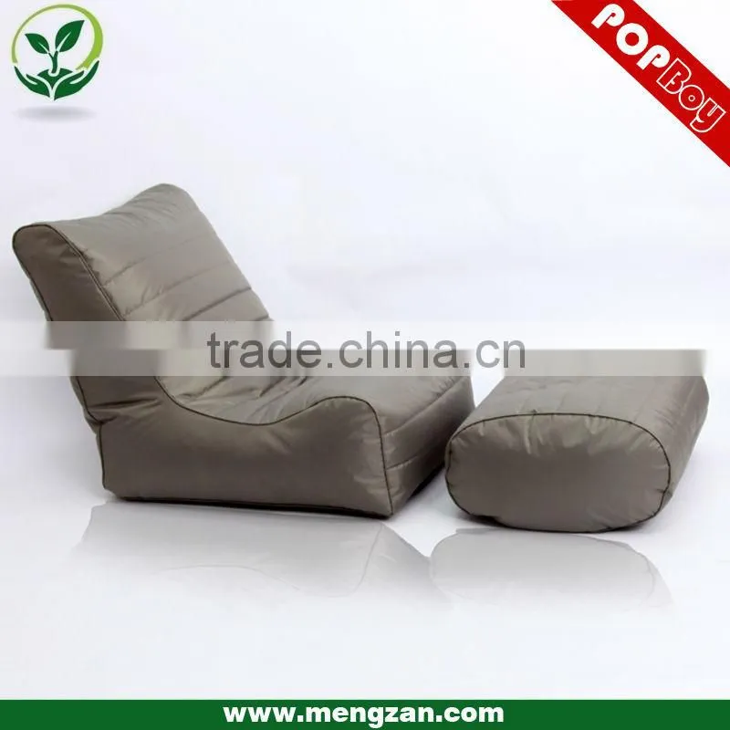 Cozy indoor beanbag lounger, high back bean bag recliner coupled with a foot-rest stool
