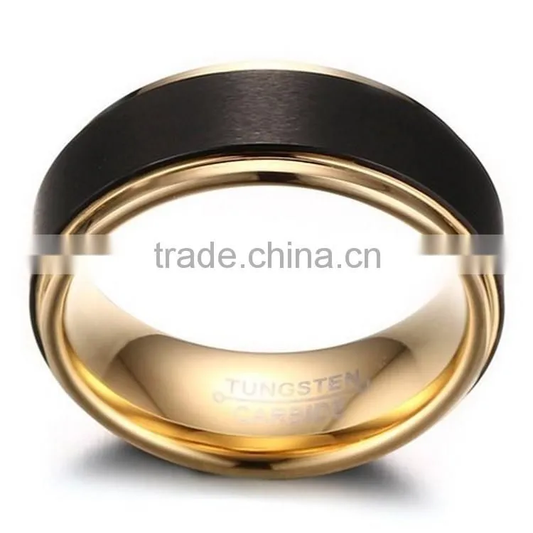 18K Gold tungsten carbide ring brushed surface