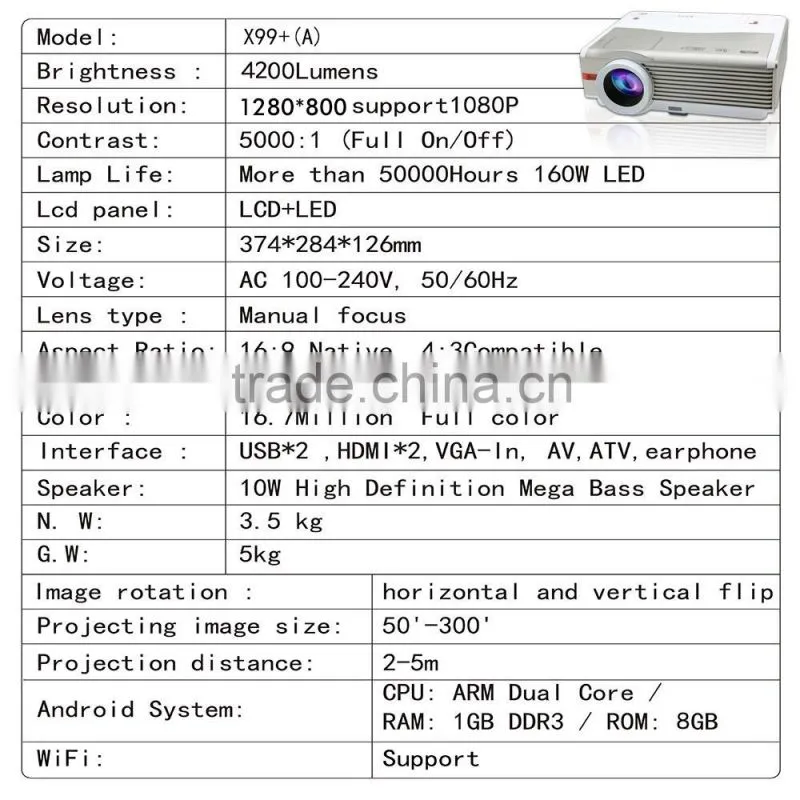 New the beam cheap movie and business 4200 lumens projectors 2016 for tv