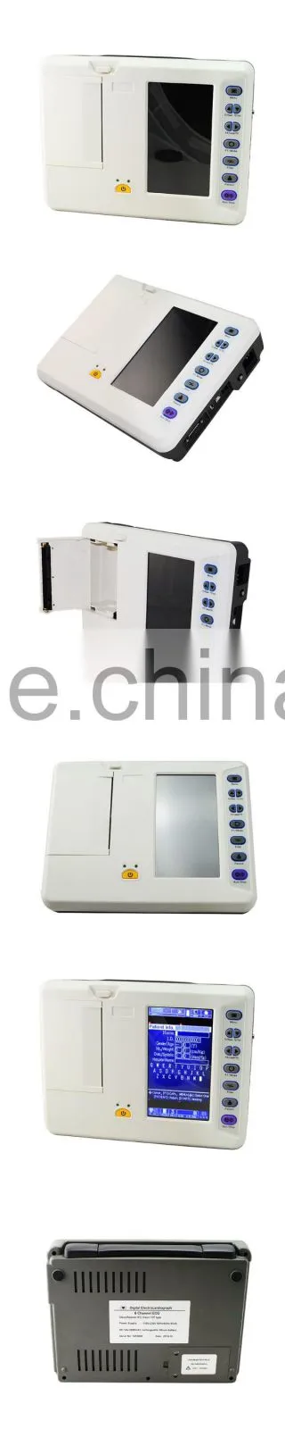 Carejoy CE certified Resting 12-lead signal 7 inch 6 Channel Digital Electrocardiograph ECG Machine EKG-1206A new model