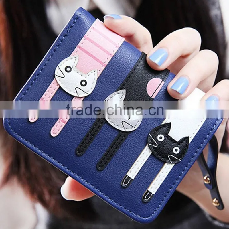 new fashion trend lady cute little cat short paragraph wallet purse handbag wallet
