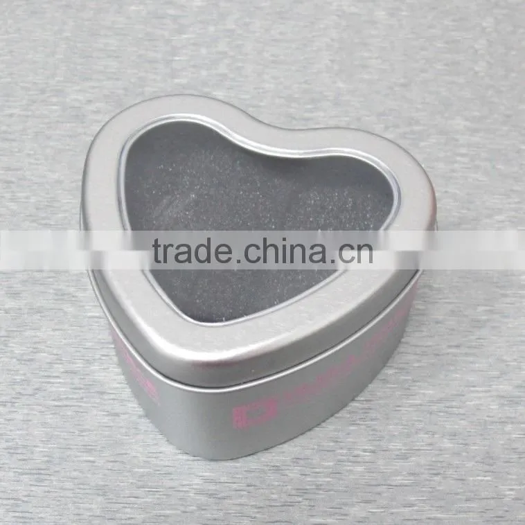 heart shaped jewellery boxes wholesale jewel tin box with PVC window lid OEM fashion box for jewelry
