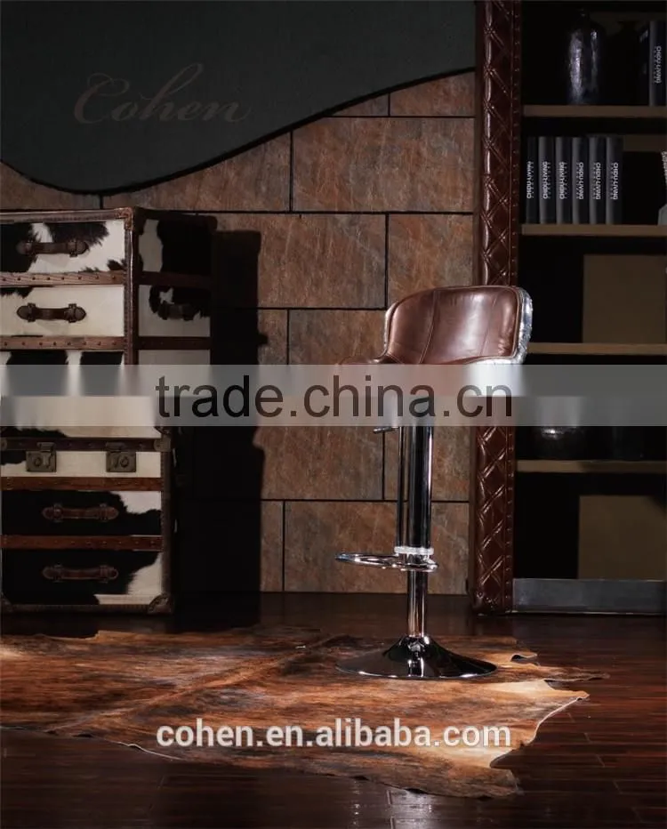 Foshan wooden furniture Europe/American chesterfield sofa vintage top grain leather bar chair factory derect sale