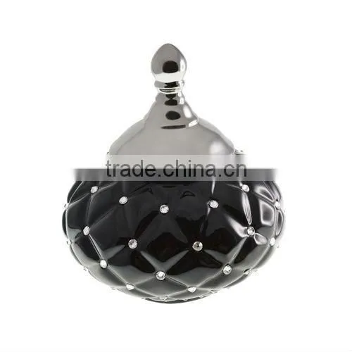 Porcelain Modern Black Container with Lid VCM10-0031