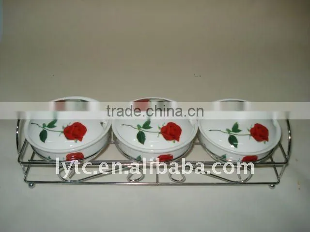 ceramic seasoning jar with metal stand