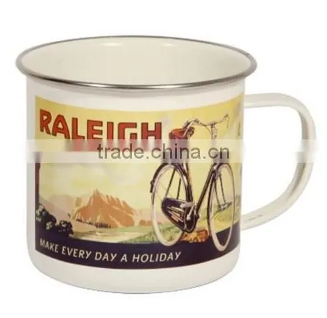 Tin camping mug decal camping mug