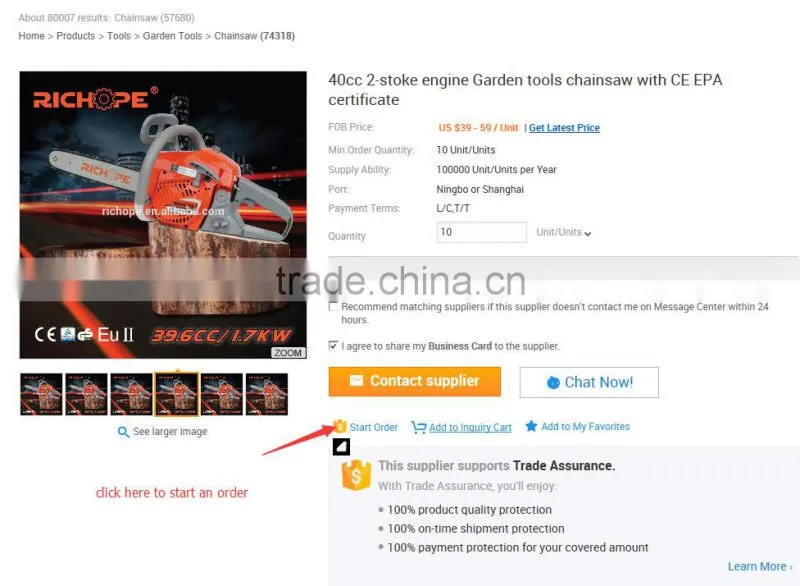Promotion for best sell chainsaw 45cc