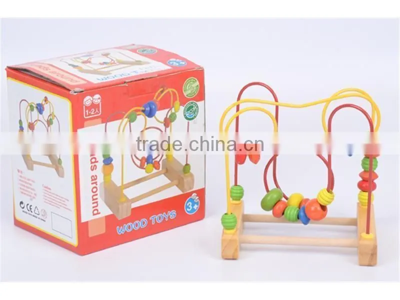 Funny kids wooden toys educational beads around for children
