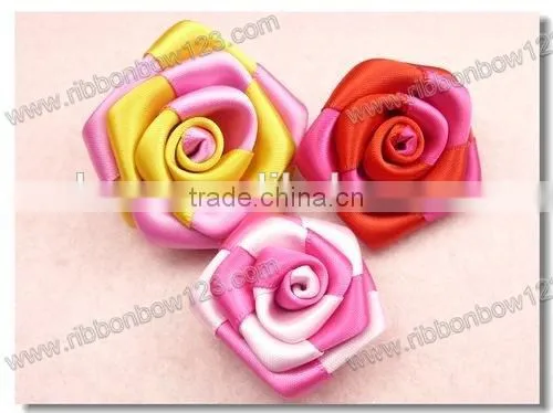 2015 pure handmade Satin ribbon rose flower for fancy dress