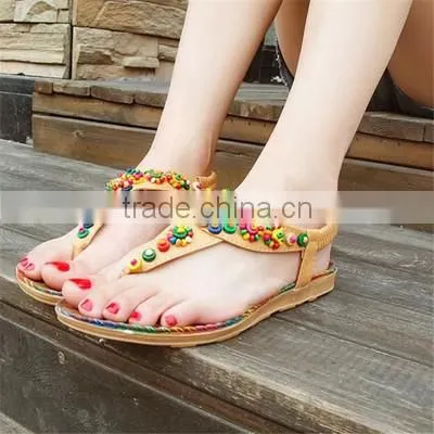 HFR-T0035 large size wholesale fashion flat sandals latest stylish ladies fancy sandal 2017