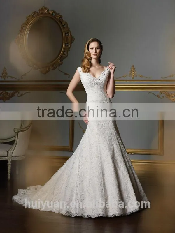 indian fancy strap lace mermaid elegant wedding dress