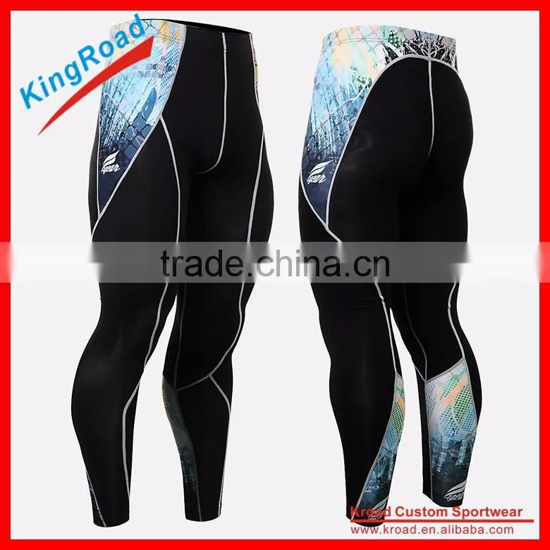 Custom printed mens sport fashion leggings, plus size