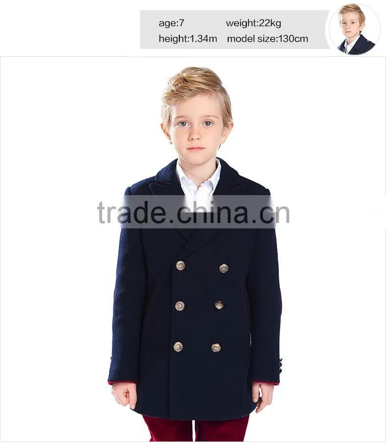 ELPA wooven wool fabric winter overcoat dark blue warm wool coat for boy