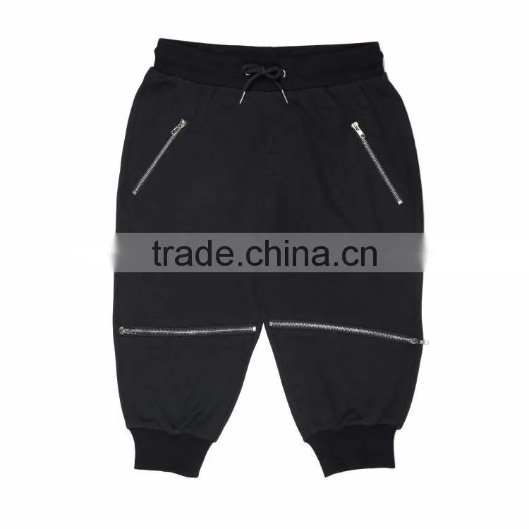 2016 hot sale high quality 4 zipper design 3/4 short pants european style fashion cheap half pants for men