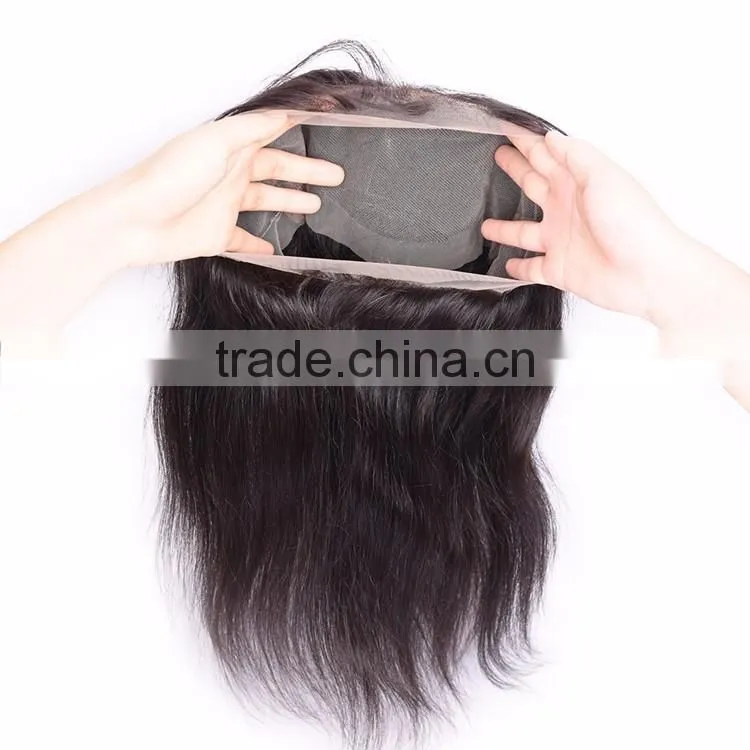 Factory Price 360 Degree Bond Lace Closure Virgin Brazilian Hair 22"*4"*2" Straight 360 Lace Frontal Closure with Baby Hair