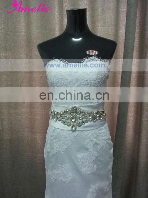 AC1036 A Line Lace Appliqued Wedding Dress