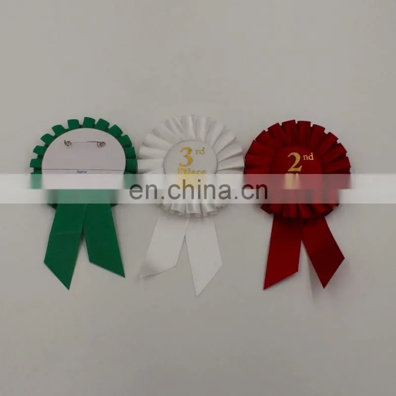 wholesale handmade round woved satin award ribbon rosette for festival celebration