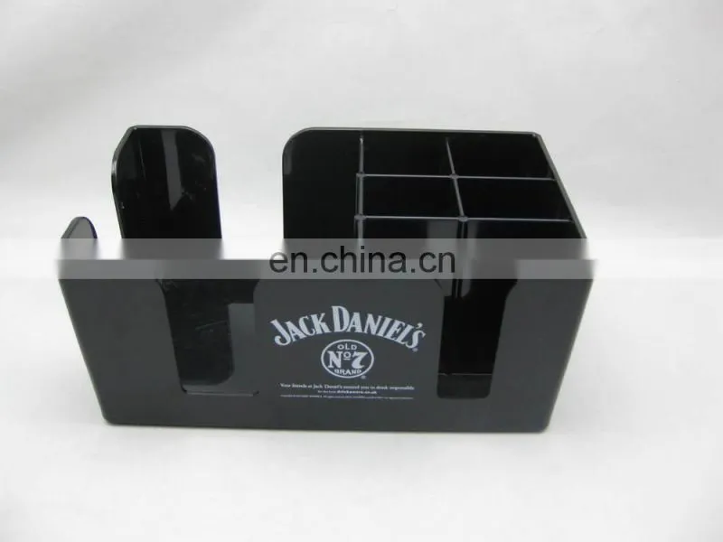 Plastic PS decorative bar caddy napkin straw holder with custom CMYK full color printing