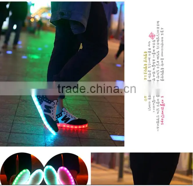 Factory supply adults LED light up casual Shoes, Factory price USB charge light LED shoes, High quality kids LED flashing shoes