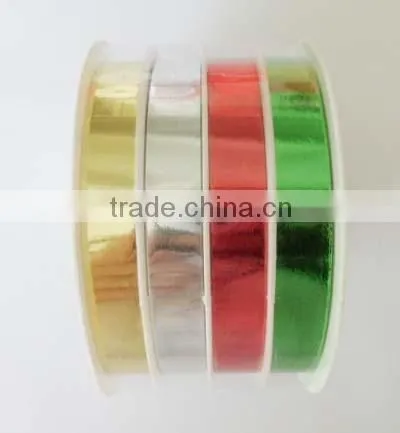 5mm*4m*6 Rolls Metallic Ribbon on white Plastic Stoll for Christmas Decorative Gift Wrapping