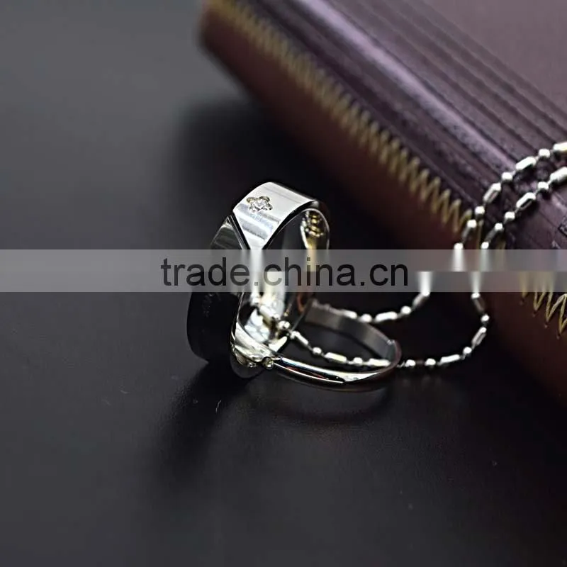 Fashion silver and gold plated stainless steel double rings jewelry pendant