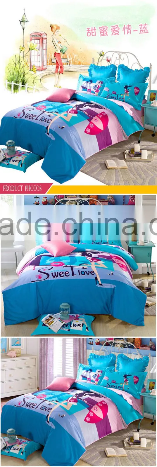 Hot sale 100% cotton home sweet bedding set