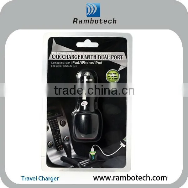 Cute size and nice design car charger dual usb