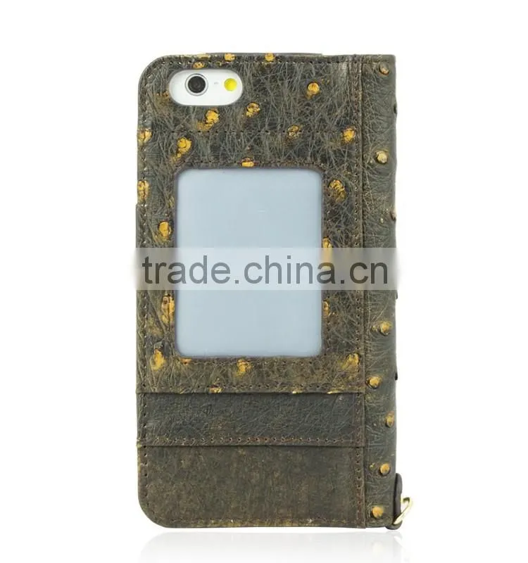 High Quality Wholesale Ostrich Skin Leather Phone Cases for iphone 6