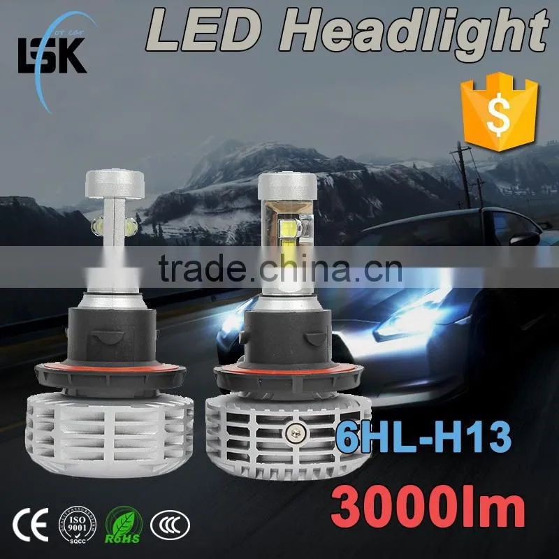 Newest G6 h13 led headlight fanless car led headlight h13 all in one led headlights