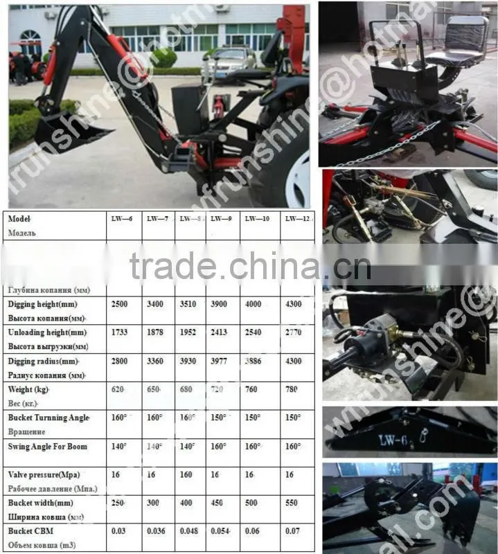 3 point backhoe for PTO or hydraulic driven