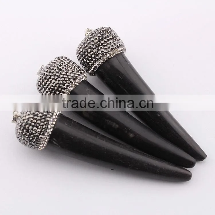 JF6882 Fashion crystal pave freefrom turquoise slab slice pendants