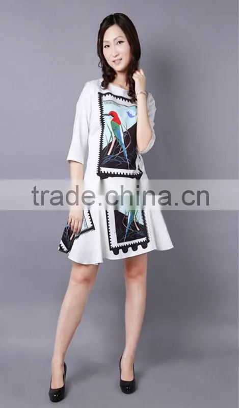 2014 Fashion stamp sharped embroidered irregular TOP & skirt (STOCK)