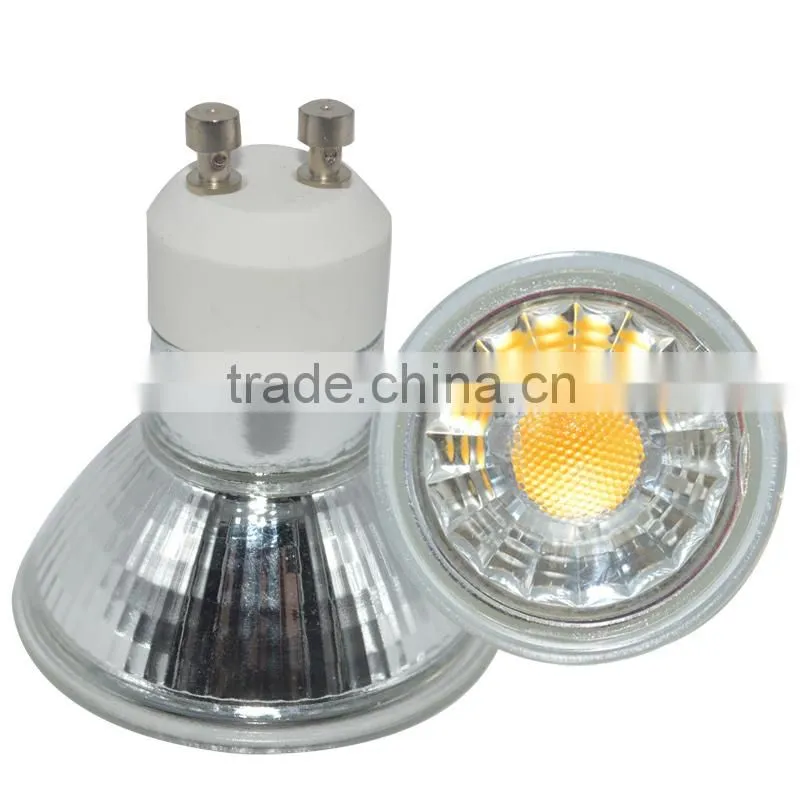 Gu10 led spot lamp cob 185-260v input voltage 5w quartz glass cob spotlight with ce rohs
