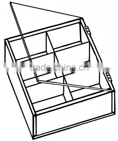 6 Compartments Sectional Square Acrylic Tray with Hinge Cover