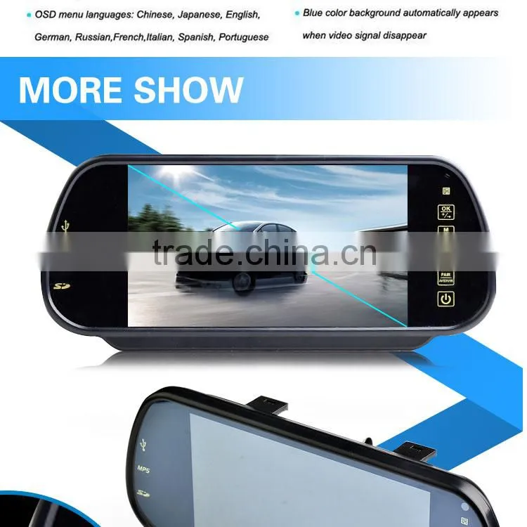 car rear view mirror 7 inch monitor with bluetooth