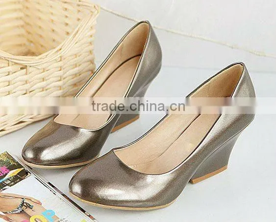 Fashion Gold PU Women Shoes Sexy Wedges Heels Dress Shoes Ladies