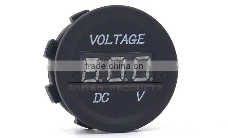 BJ-UPS-005 Waterproof Motorcycle LED Digital Voltage Meter Gauge Round Panel