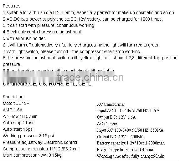 HSENG HS08-3AC-SK temporary airbrush tattoo kit