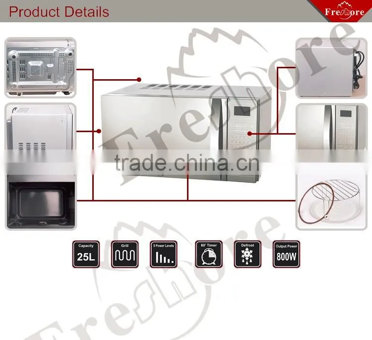 23L 800W LED display digital control microwave oven with grill function