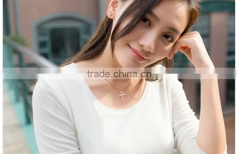 Rose gold plated 925 silver cross necklace
