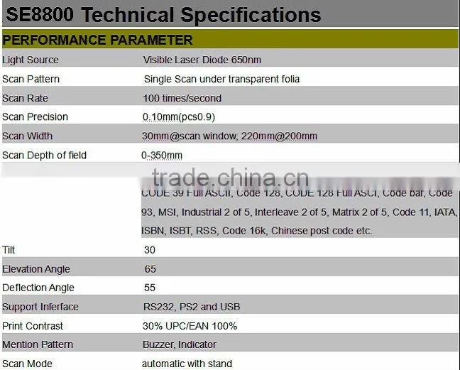 High quality Pos system barcode handle laser pos scanner