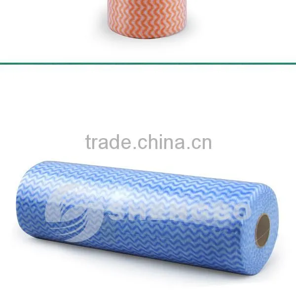 Spunlace nonwoven cleanning wipe roll 30*50cm blue green orange red