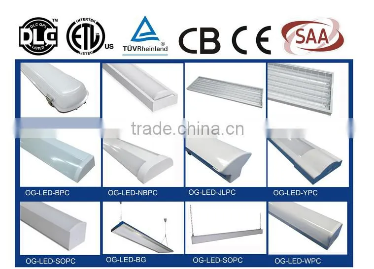 Aluminium housing with acrylic cover IP44 high wattage 60w office batten light