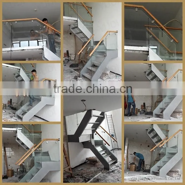 prefabricated Save space small wrought iron wooden straight stairs --YUDI