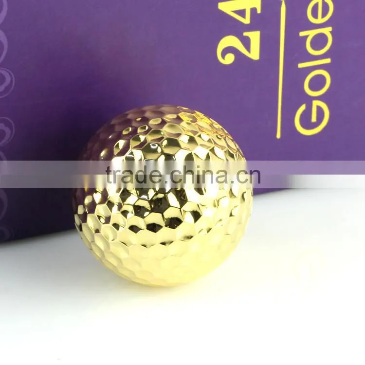 China OEM factory custom 24k real gold plated golf ball