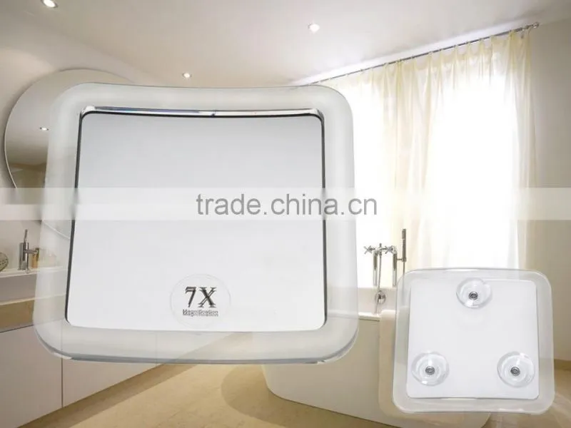 Square Shower mirror with suction cups, 10x magnifying suction cup mirrors, bathroom shaving mirror