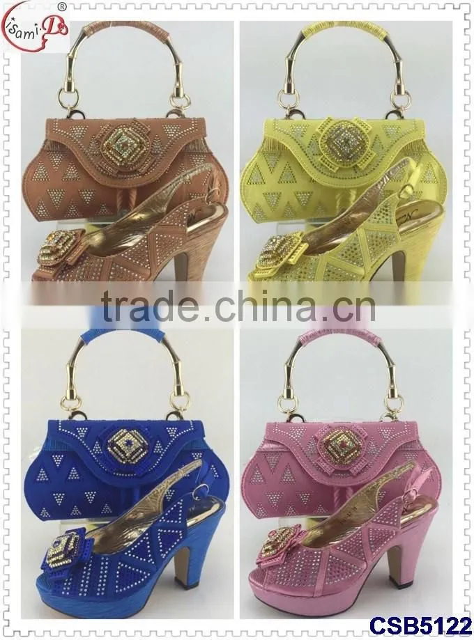 CSB5122 Fashionable design good quality fast shipping royal blue shoes matching bags for ladies