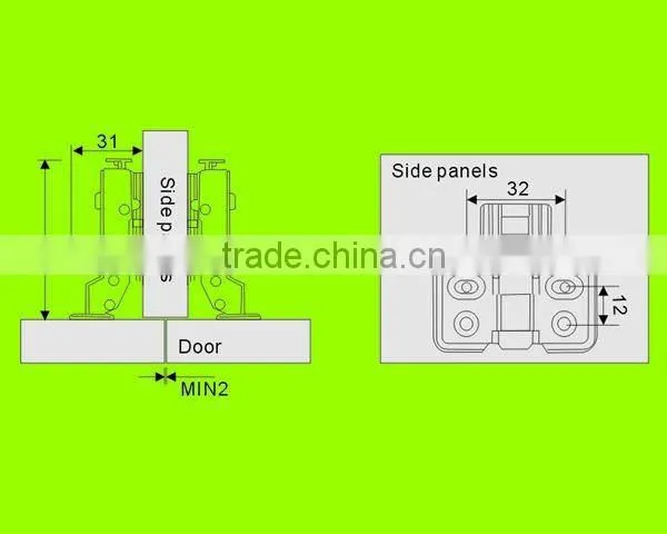 Stainless steel Half-overlay 35mm kitchen cabinet soft close hydraulic hinge (clip on)HH1612