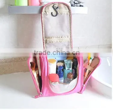 Promotion fashion travel cosmetic bag, wholesale hanging makeup bag