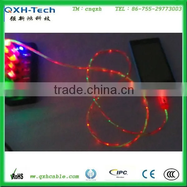 custom led light cable micro usb glowing data cable